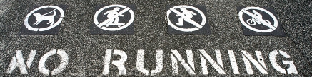 Stock photo no running sign painted on the ground 66767597